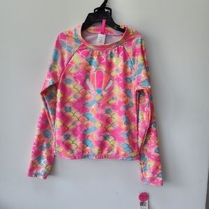Betsey Johnson Rashguard Swimsuit Bathing Suit Mermaid Girls Long Sleeve…